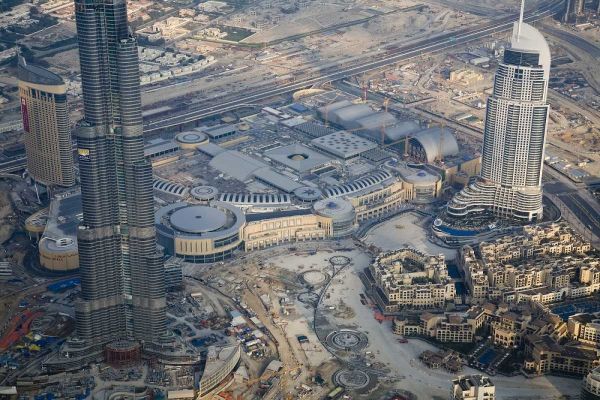 UAE, Dubai Aerial downdown cityscape